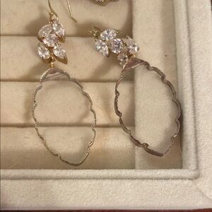 Anthropologie Gold and Silver Leaf Earrings
